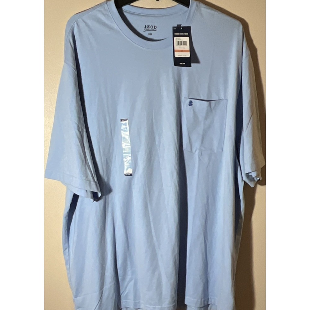 IZOD Saltwater Men's Solid Blue‎ Pocket Logo T-Shirt 3XB Big & Tall